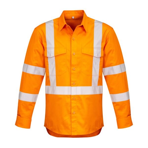 Mens Hi Vis X Back Taped Long Sleeve Shirt Thumbnail