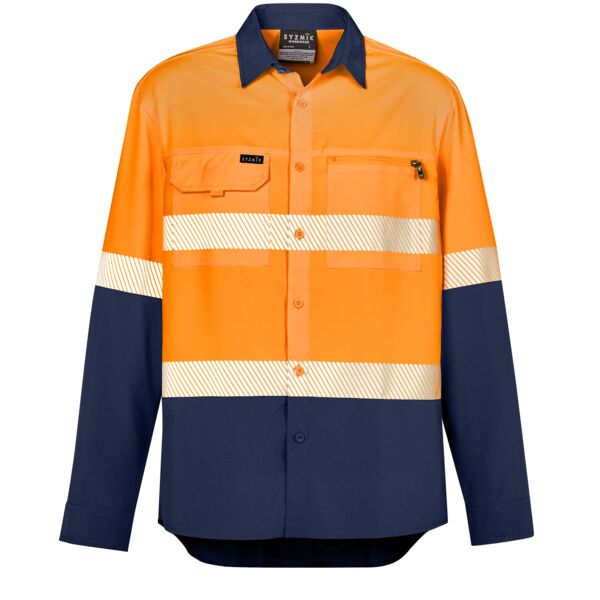 Mens Hi Vis Outdoor Segmented Tape Long Sleeve Shirt Thumbnail